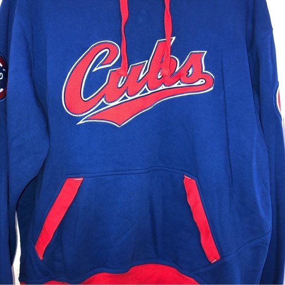 MAJESTIC CHICAGO CUBS Mens Blue Team Logos Hooded Pullover Sweatshirt - Picture 4 of 11